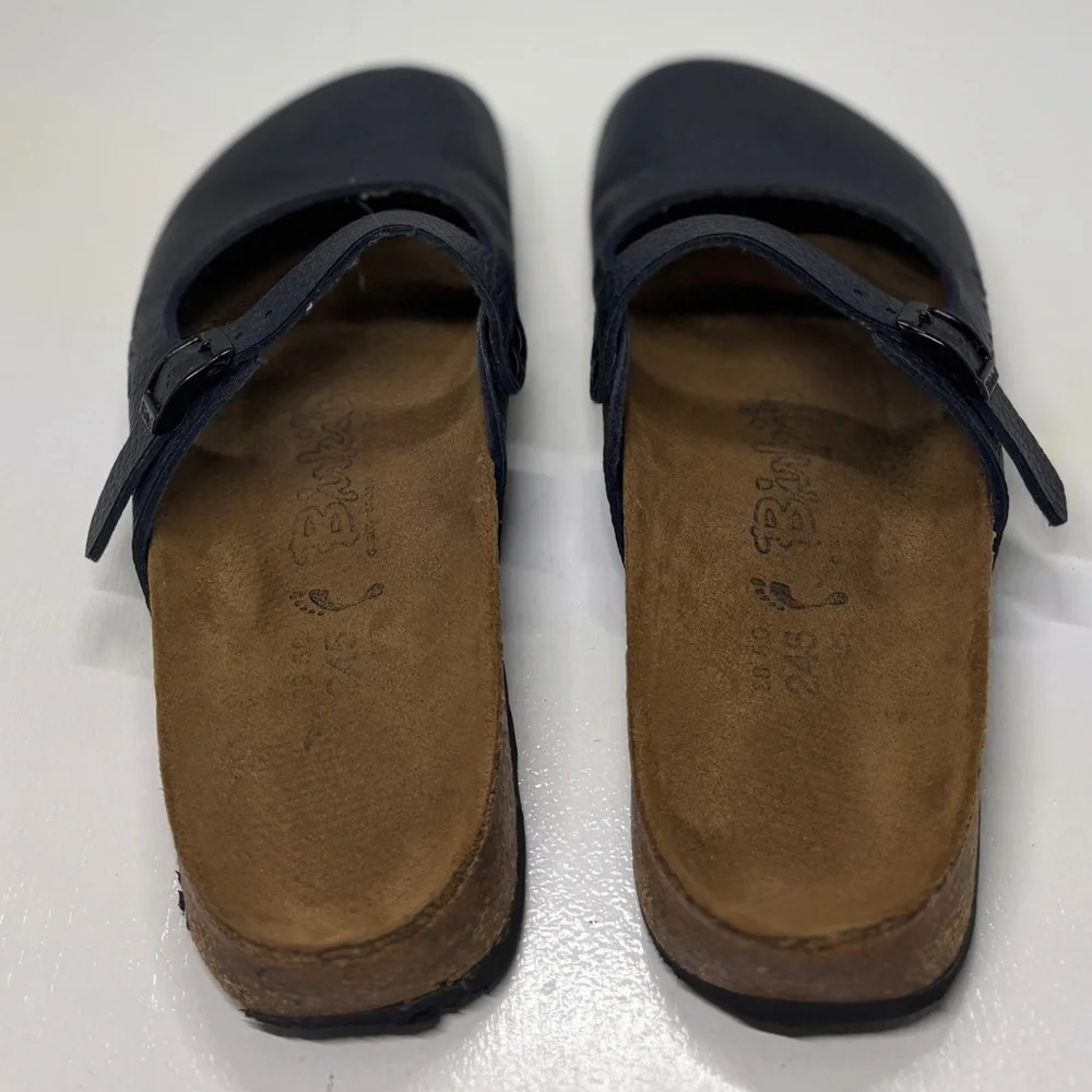 Birkenstock Mary Blue Leather Clogs Women’s 38 US 7 Narrow Strap Buckle - Picture 6 of 11